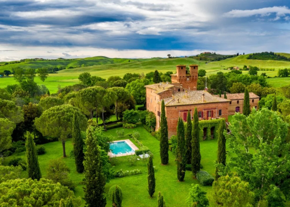 aerial view of a castle in siena