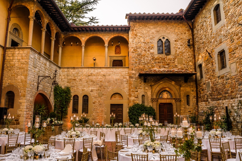 courtyard for weddings in a medieval castle in chianti tuscany
