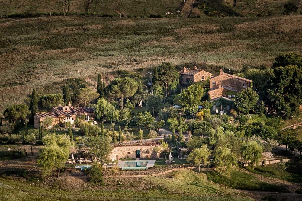 Aerial view of the wedding hamlet in Chianti region