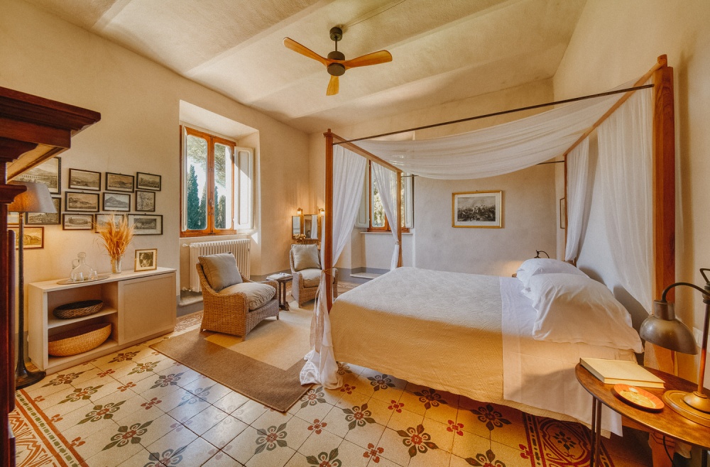 Bedroom of charming Farm Resort in Maremma