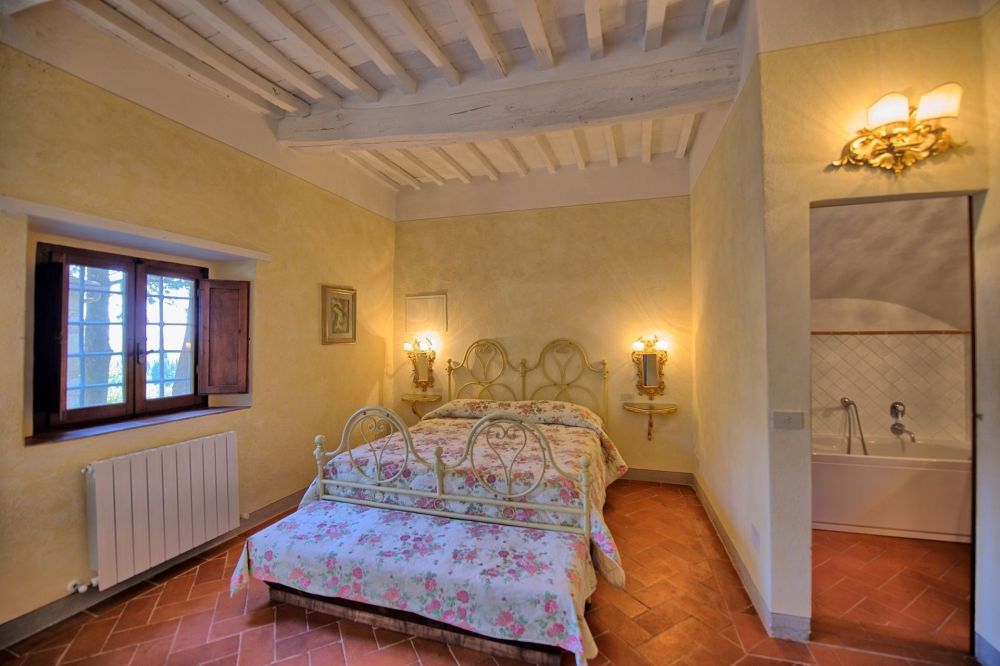 Bedroom at romantic wedding farmhouse in Tuscany