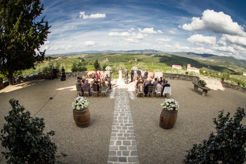 Ceremony at luxury wedding castle in Chianti