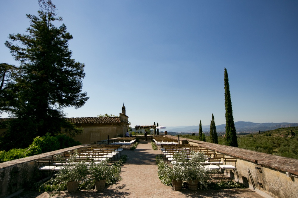 Ceremony at wedding rustic villa in Tuscany