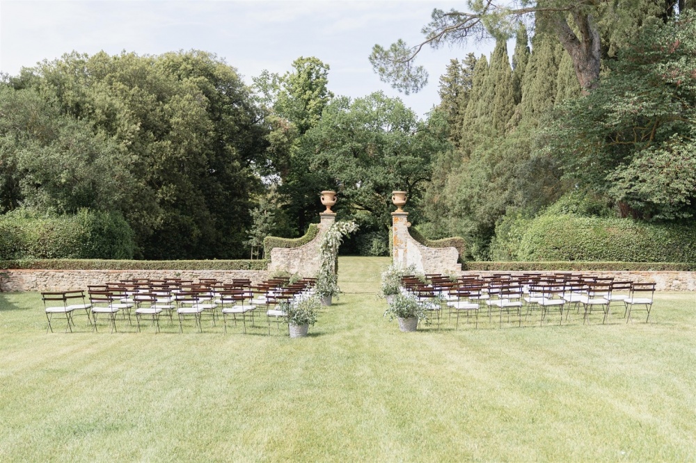 Ceremony at wedding villa in the Tuscan countryside