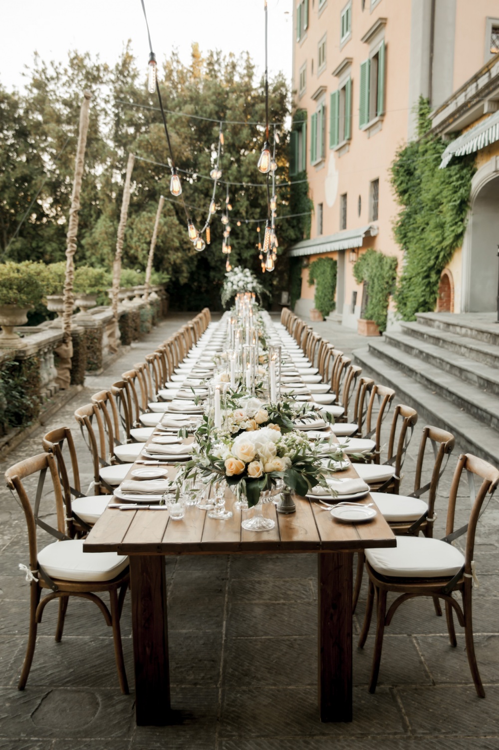 table setting in a charming wedding villa