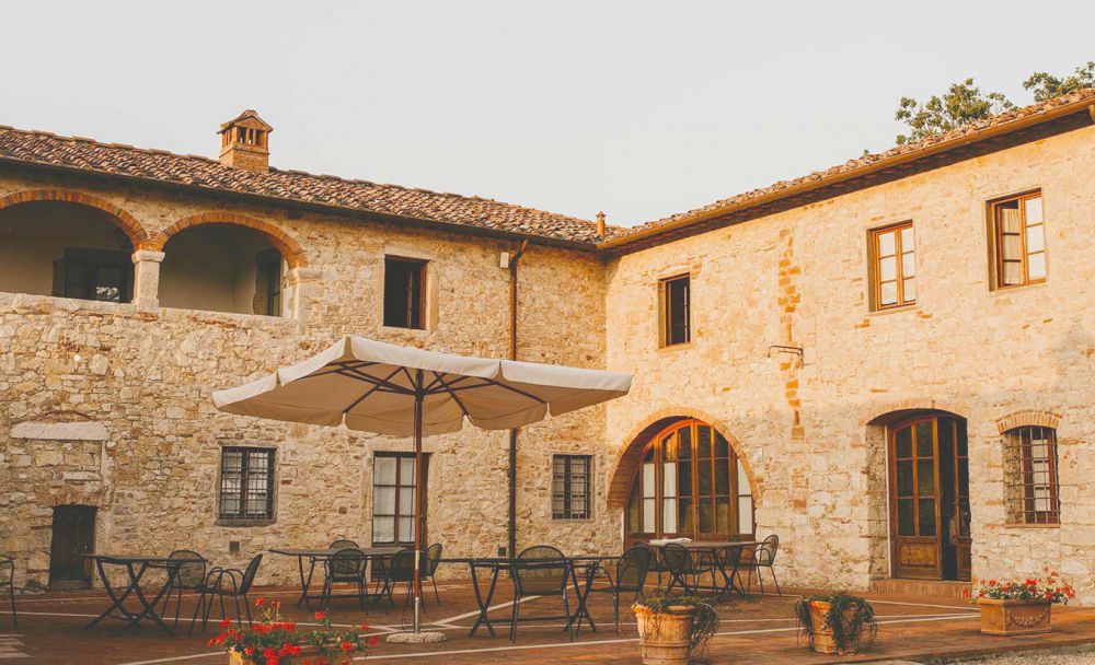 Courtyard of the Medieval castle in Tuscany