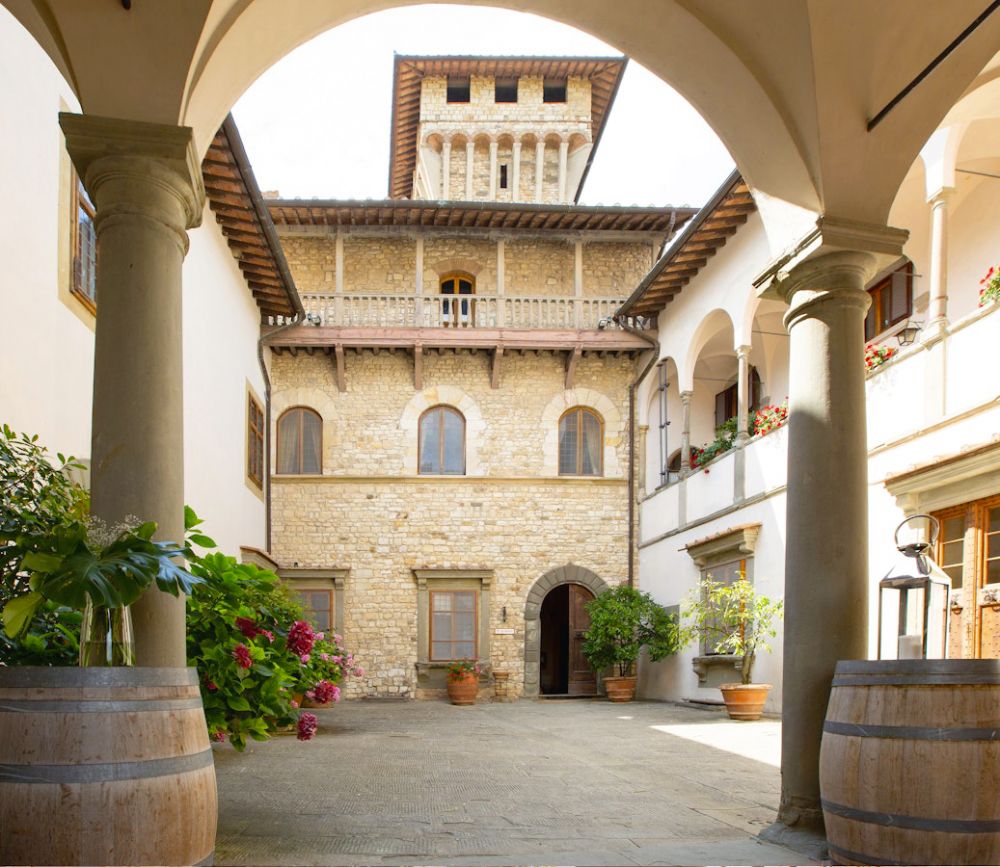 Courtyard at wedding castle in Chianti