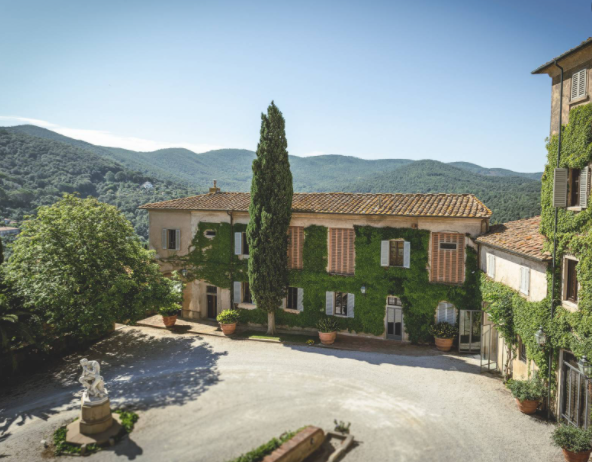 square in a destination wedding castle in tuscany