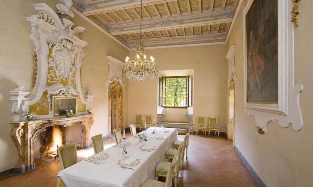 Dining room of the Medieval castle in Tuscany