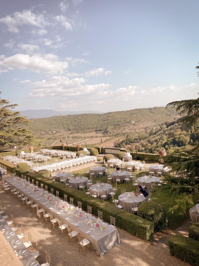 reception setting in an elegant resort facing the landscape