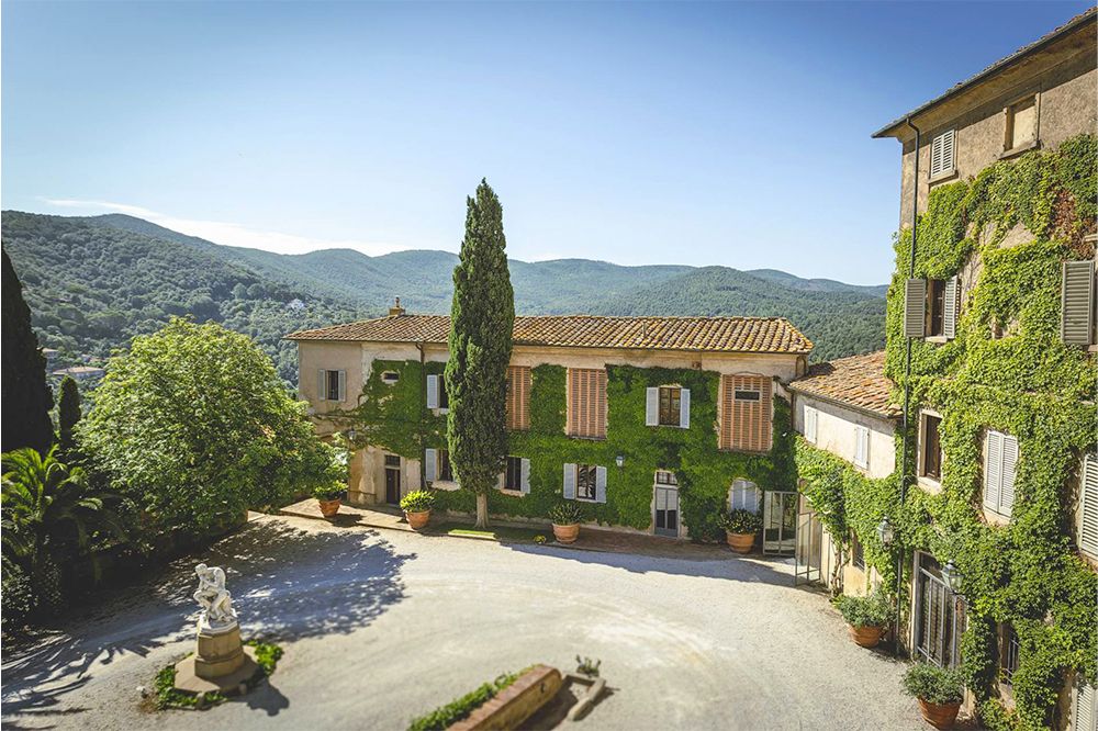 Entrance of the destination wedding castle in Tuscany