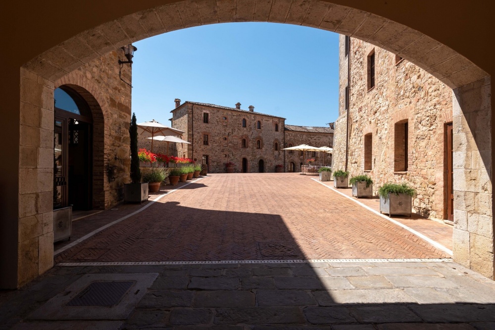 Entrance of luxury wedding resort in Tuscany