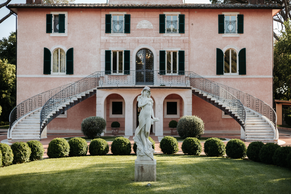 Facade at elegant wedding villa in Tuscany
