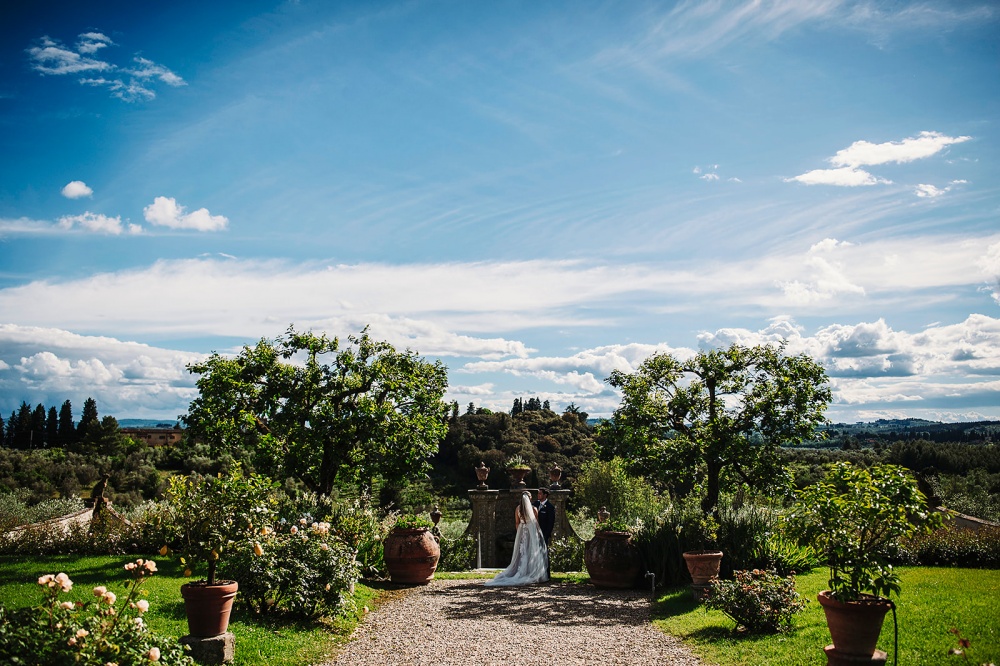 Garden of wedding rustic villa in Tuscany