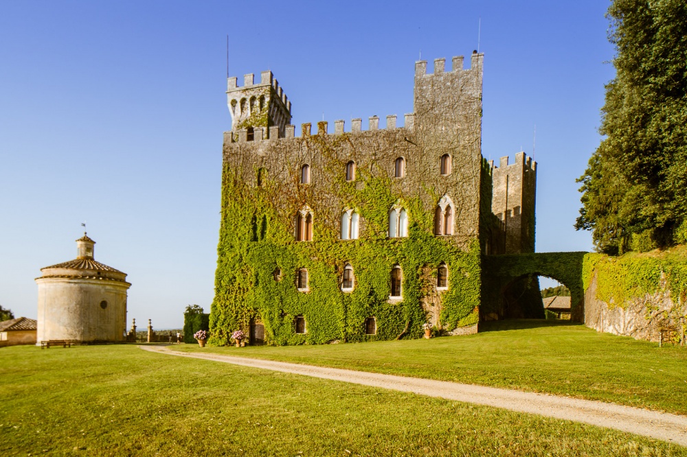 Green facade at luxury castle in Siena