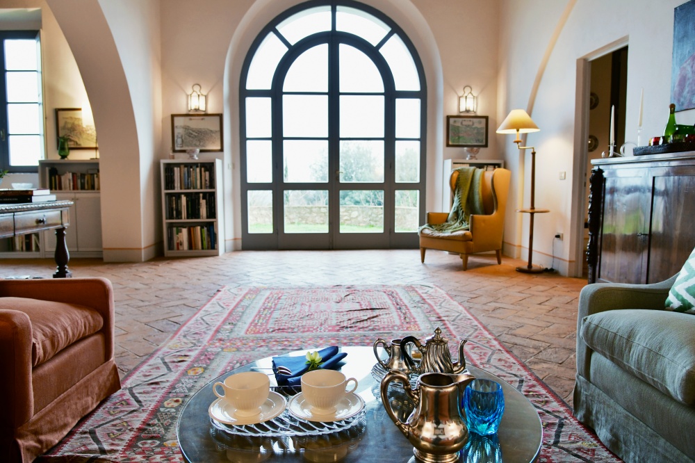 Living room at luxury castle in Siena