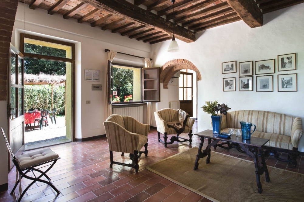 living room of an apartment at the romantic farmhouse in tuscany