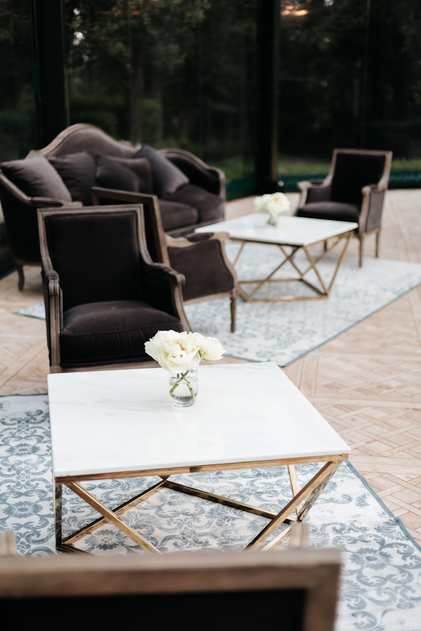 Lounge areas of elegant wedding villa in Tuscany