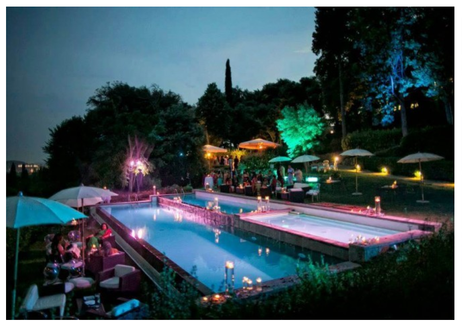 pool night view in a wedding hotel in florence