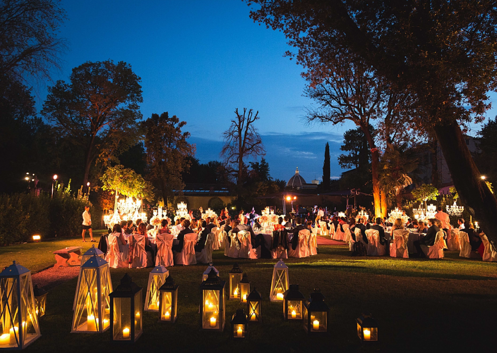 luxury wedding villa at night in florence