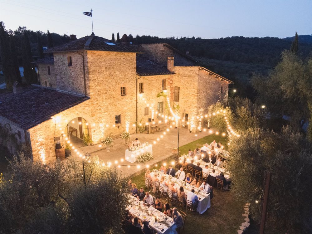 Night view of wedding hamlet in Siena