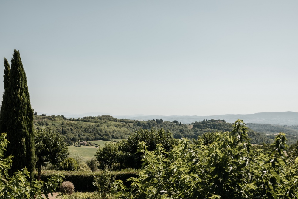 Panoramic view at romantic wedding venue in Tuscany