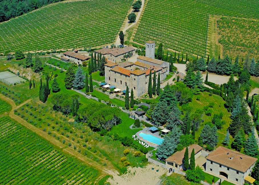 Panoramic view of wedding castle in Siena