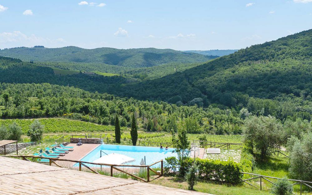 Pool of the Medieval castle in Tuscany