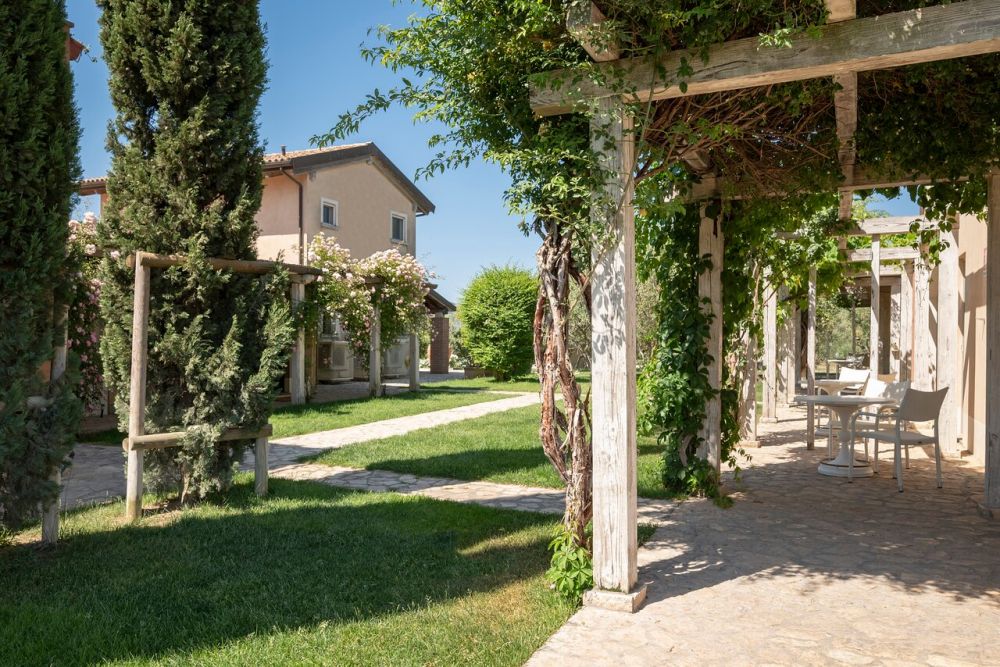 Private terraces at wedding venue in Maremma