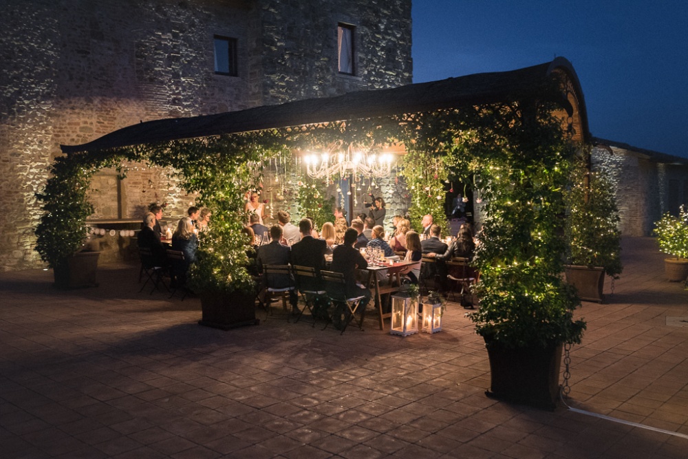 night view of a loggia for romantic wedding