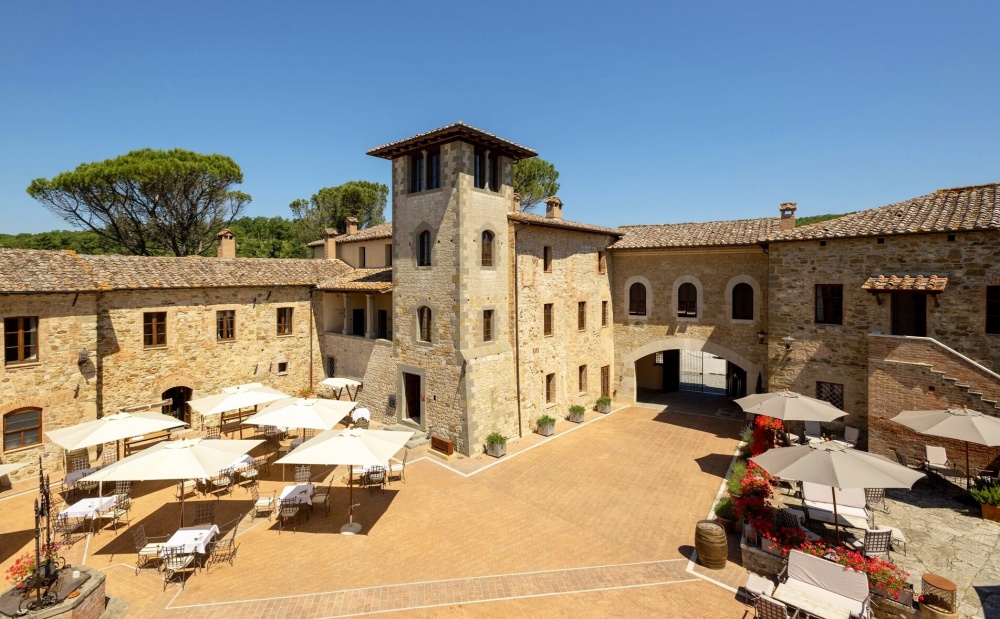 Square at luxury wedding resort in Tuscany