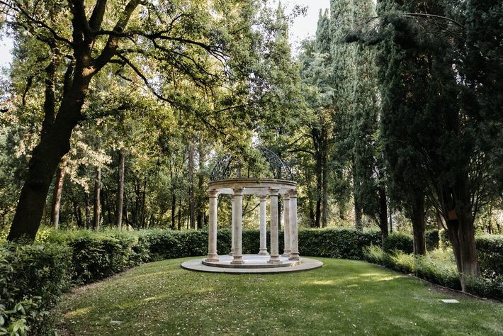 Temple at elegant wedding villa in Tuscany