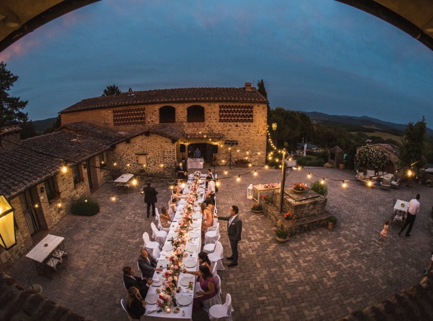 tiny wedding hamlet aerial view