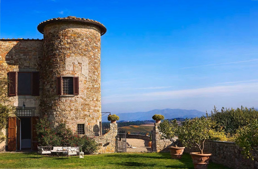 Tower at luxury wedding castle in Chianti