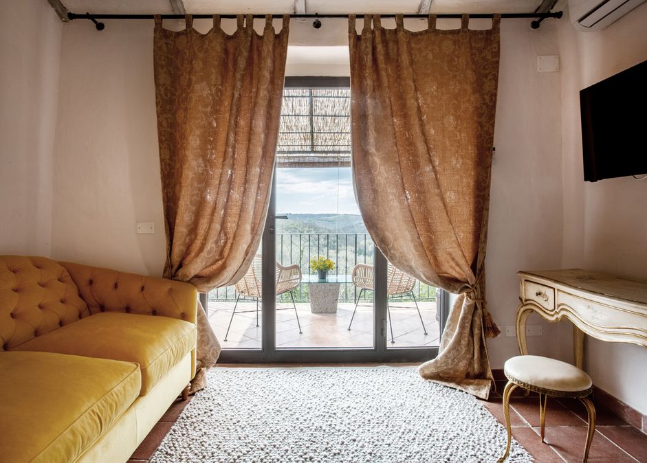 View of the bedroom at the castle for weddings in Siena