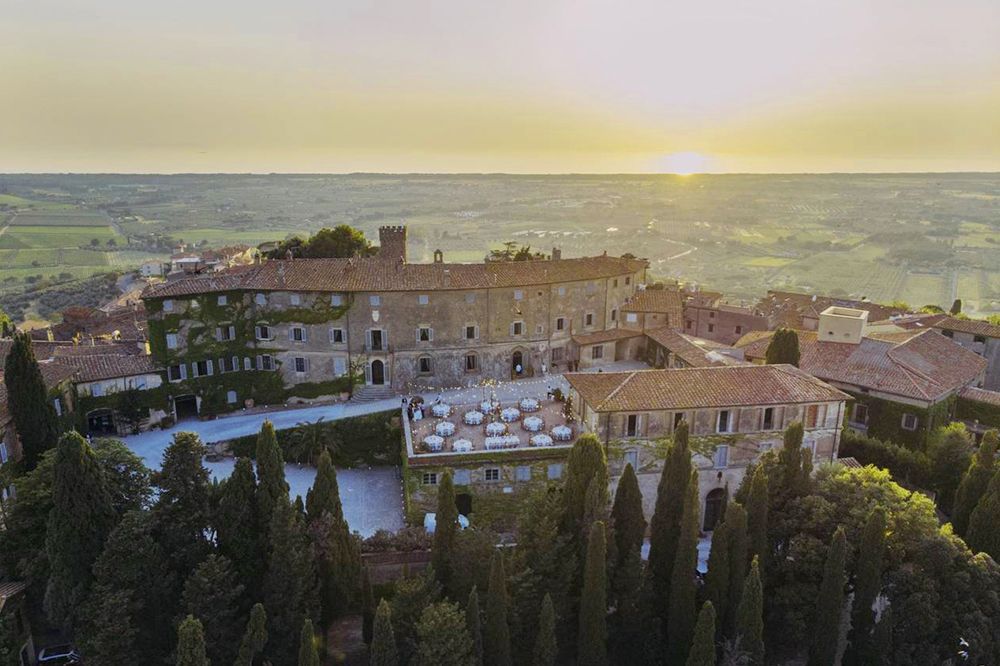 View of the destination wedding castle in Tuscany