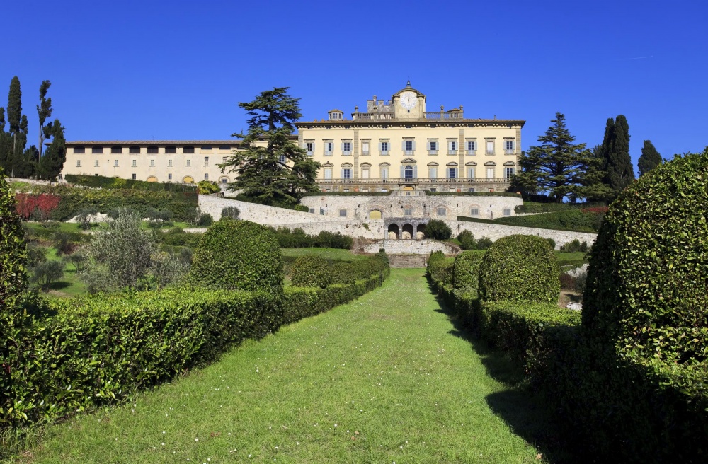 View of elegant wedding resort in Tuscany