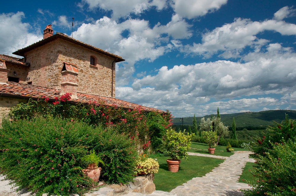 View of the hills at wedding hamlet in Siena