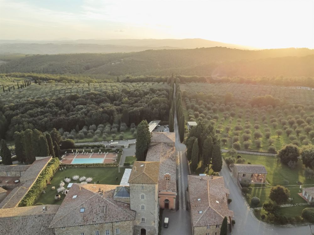 View of reception at luxury wedding hamlet in Tuscany