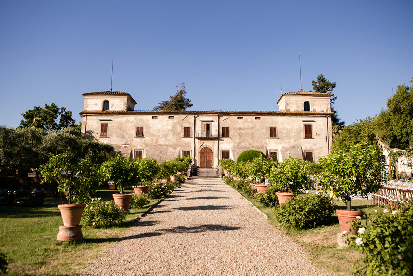 View of wedding rustic villa in Tuscany