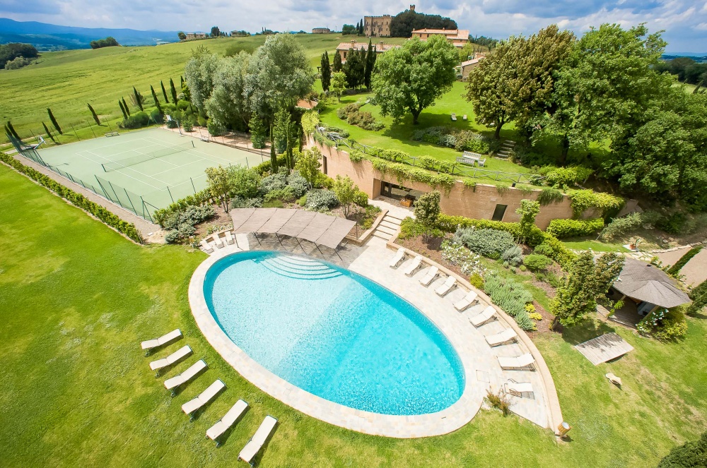 pool in a villa in tuscany