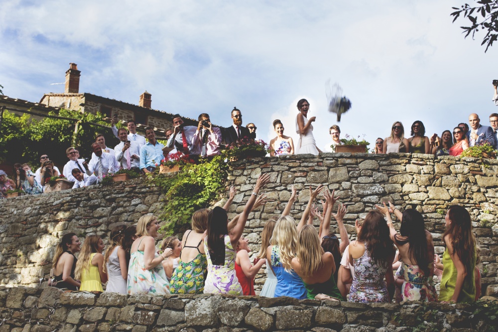 wedding bouquet in a castle in tuscany