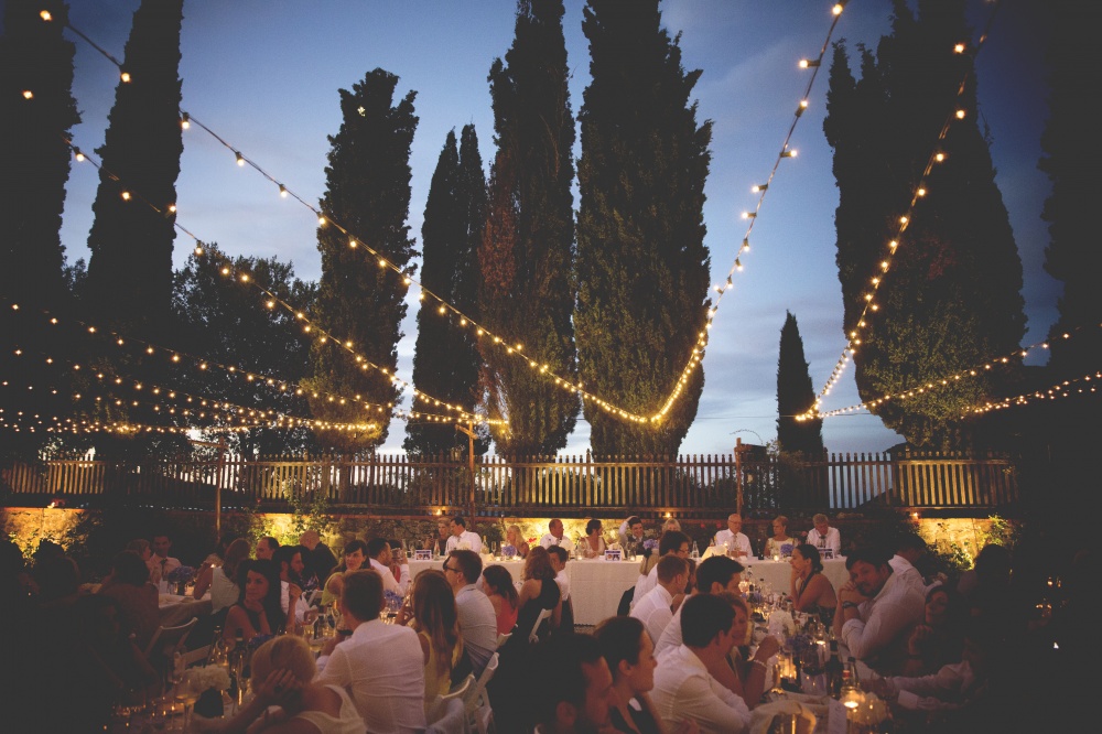 wedding lights in a castle in tuscany