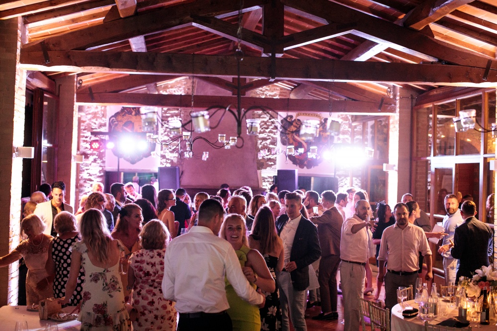 wedding party in a castle in tuscany