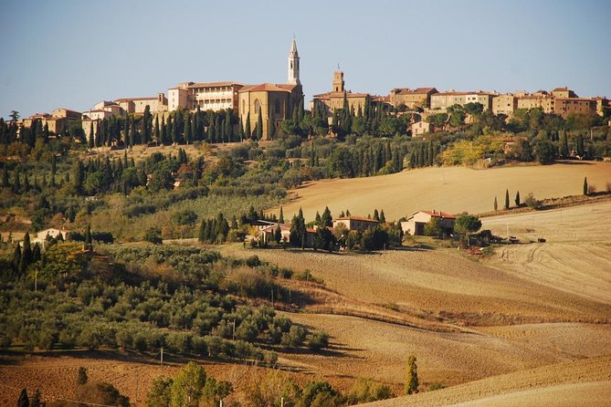 aerial vie of montalcino city center for wedding ceremony