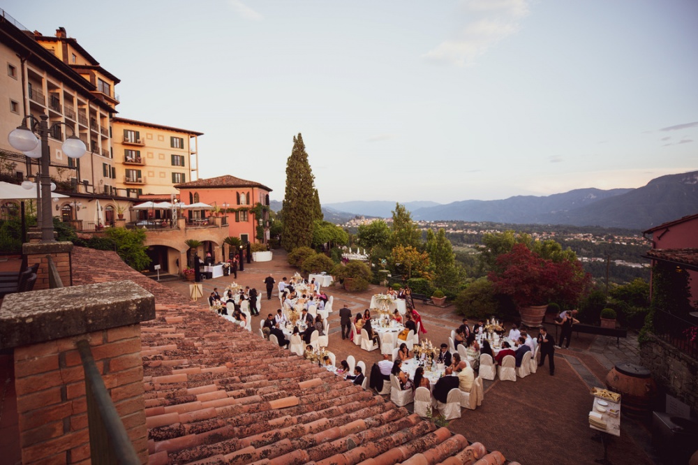 Wedding dinner tables at luxury venue in Lucca