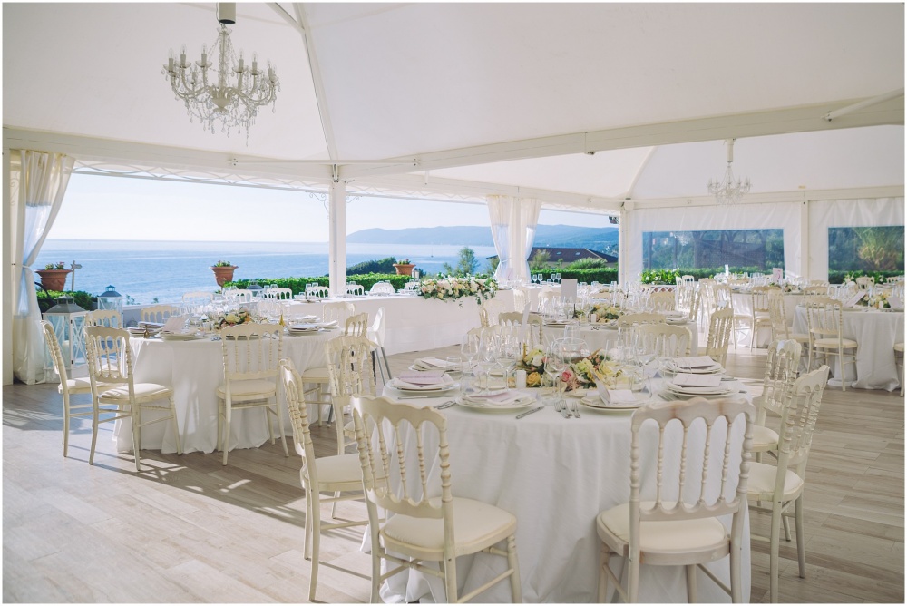 wedding dinner facing the beach