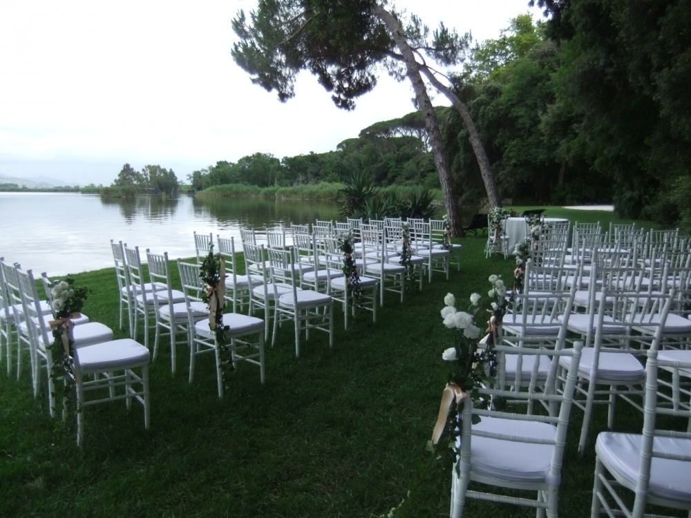 wedding ceremony in a villa on the lake