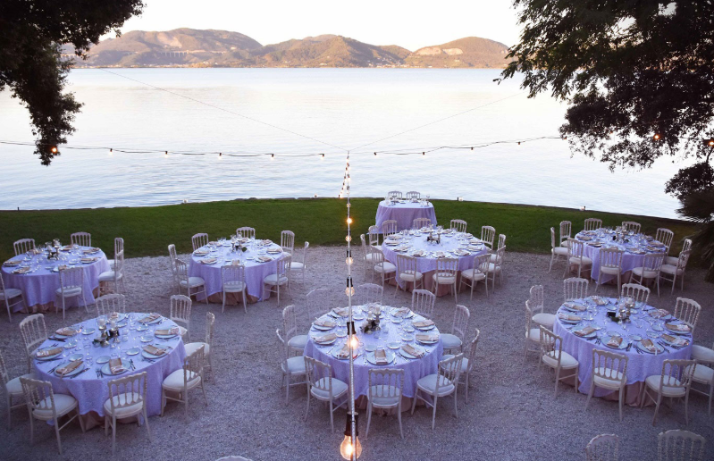 wedding dinner in a villa on the lake