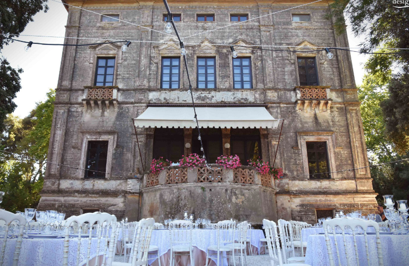 wedding setting in a villa on the lake